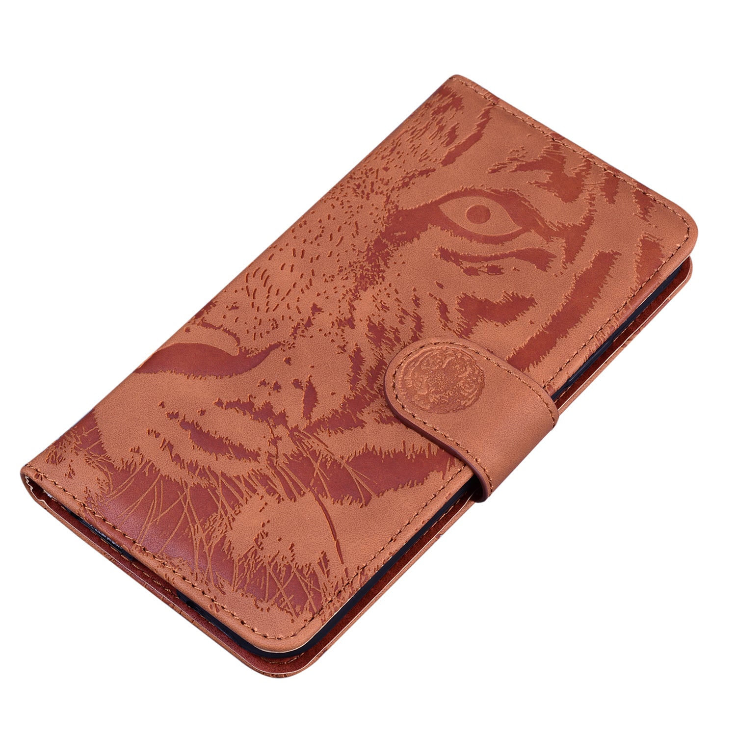 For Xiaomi Redmi Note 13 Pro+ 5G Wallet Case Tiger Pattern Leather Stand Feature Flip Phone Cover - Brown