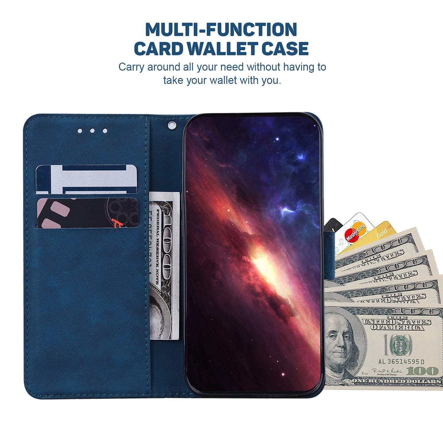 For Xiaomi Redmi Note 13 Pro+ 5G Wallet Case Geometry Pattern PU Leather Phone Cover - Blue