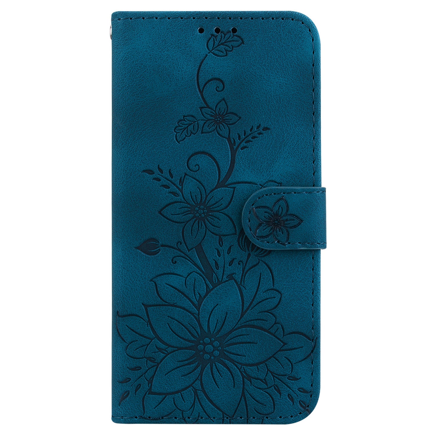 For Xiaomi Redmi Note 13 Pro+ 5G Wallet Case Flower Magnetic Leather Folio Phone Cover - Dark Blue