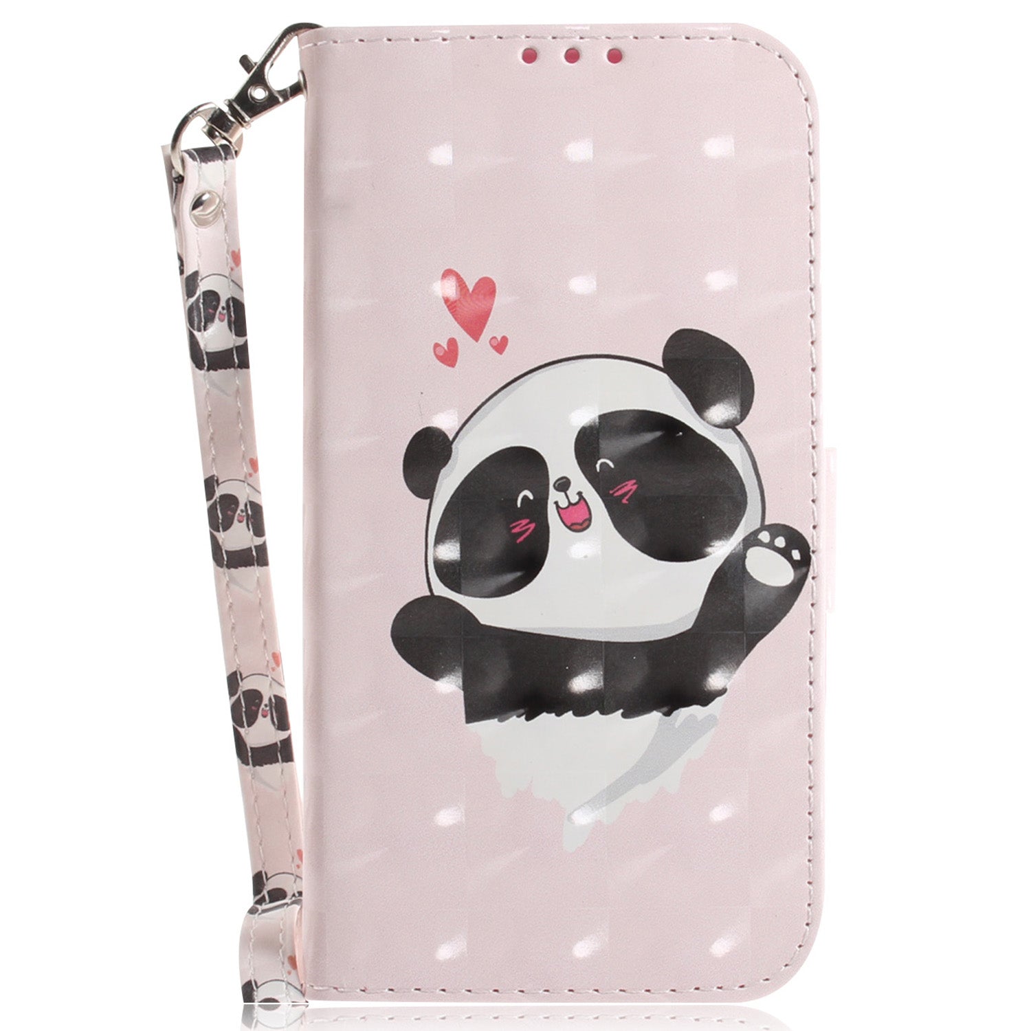 For Xiaomi Redmi Note 13 Pro 5G / Poco X6 5G Wallet Case 3D Pattern Print Leather Cover with Strap - Love Heart Panda
