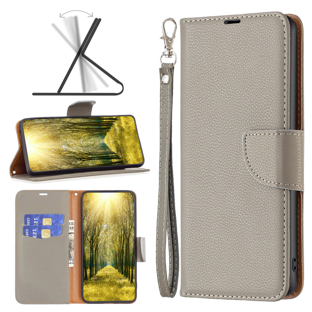 For Xiaomi Redmi Note 13 Pro+ 5G Wallet Case PU Leather Litchi Texture Flip Phone Cover - Grey