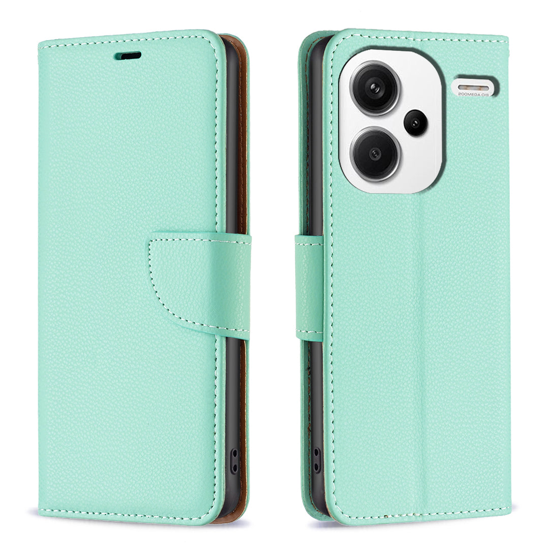 For Xiaomi Redmi Note 13 Pro+ 5G Wallet Case PU Leather Litchi Texture Flip Phone Cover - Green