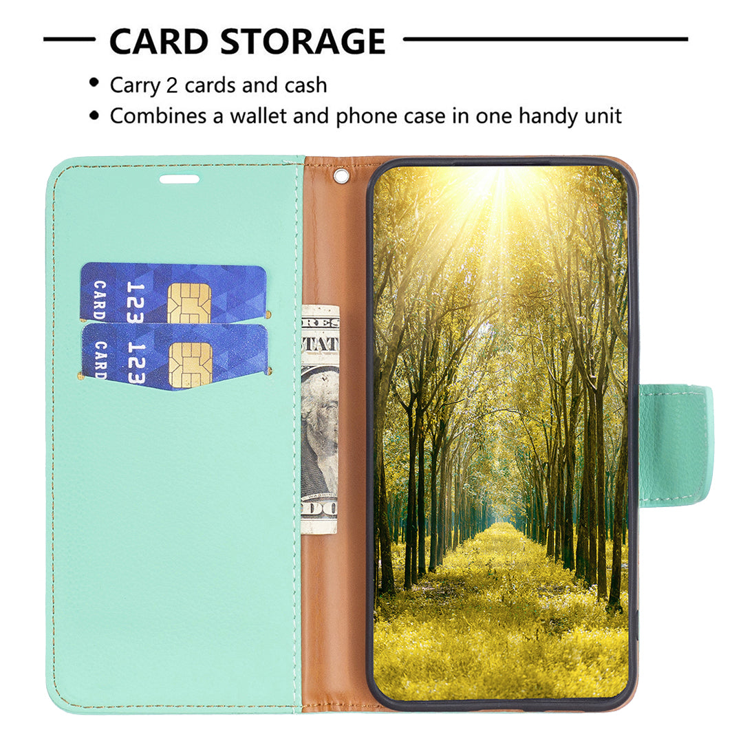 For Xiaomi Redmi Note 13 Pro+ 5G Wallet Case PU Leather Litchi Texture Flip Phone Cover - Green