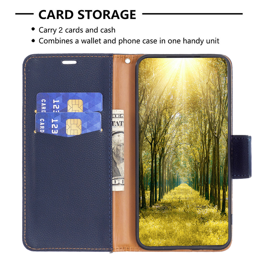 For Xiaomi Redmi Note 13 Pro+ 5G Wallet Case PU Leather Litchi Texture Flip Phone Cover - Dark Blue