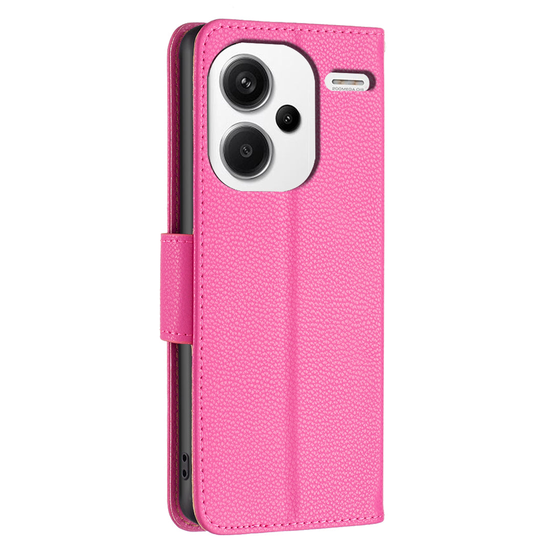 For Xiaomi Redmi Note 13 Pro+ 5G Wallet Case PU Leather Litchi Texture Flip Phone Cover - Rose