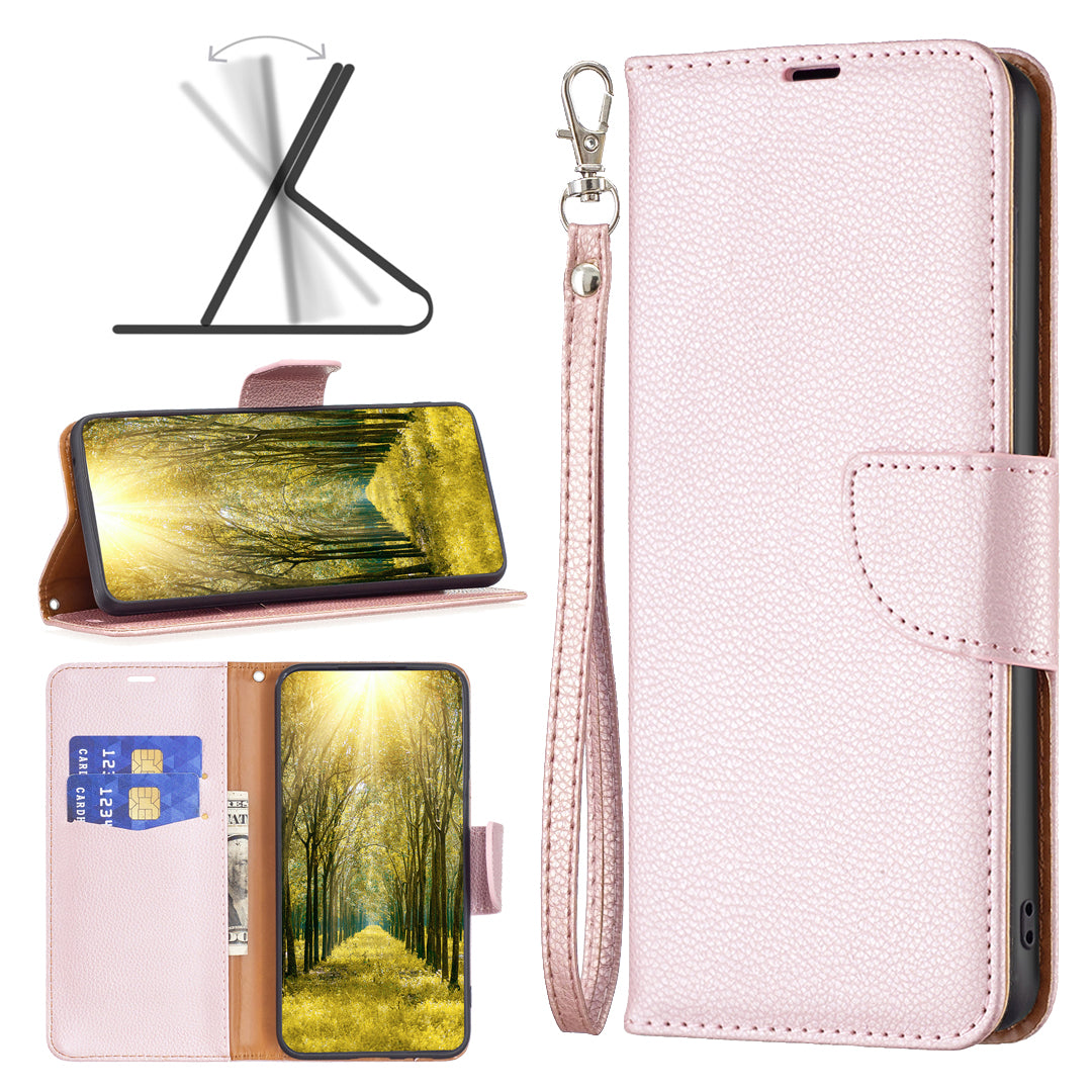 For Xiaomi Redmi Note 13 Pro+ 5G Wallet Case PU Leather Litchi Texture Flip Phone Cover - Rose Gold