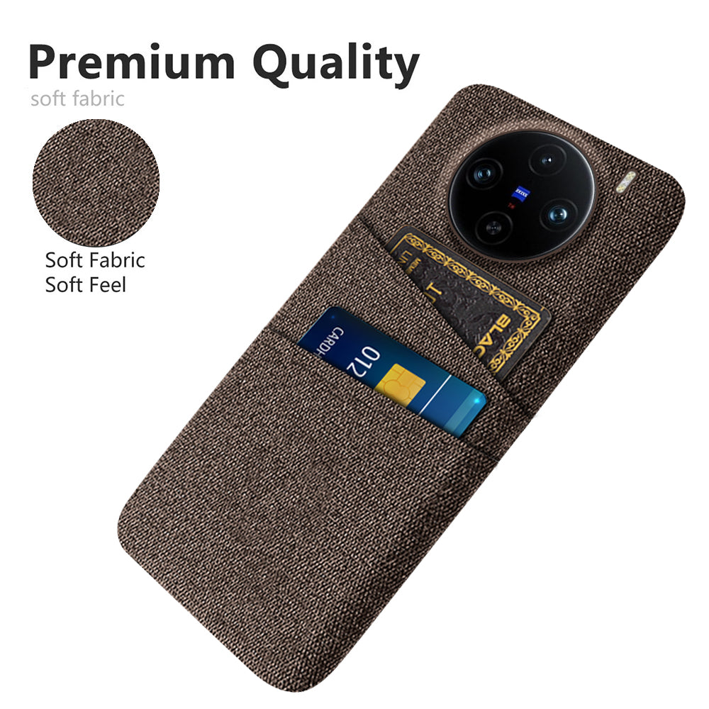 For vivo X100 Pro 5G Cell Phone Case Dual Card Slots Hard PC Back Shell - Brown