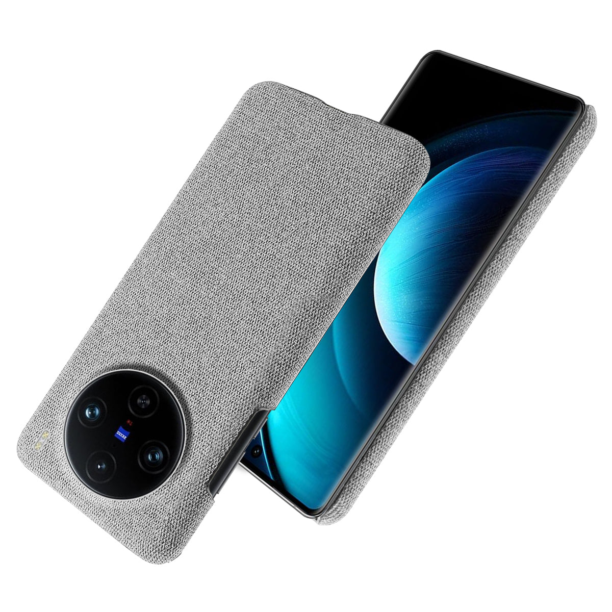 For vivo X100 Pro 5G Case PC+Cloth Shockproof Slim Phone Cover - Light Grey
