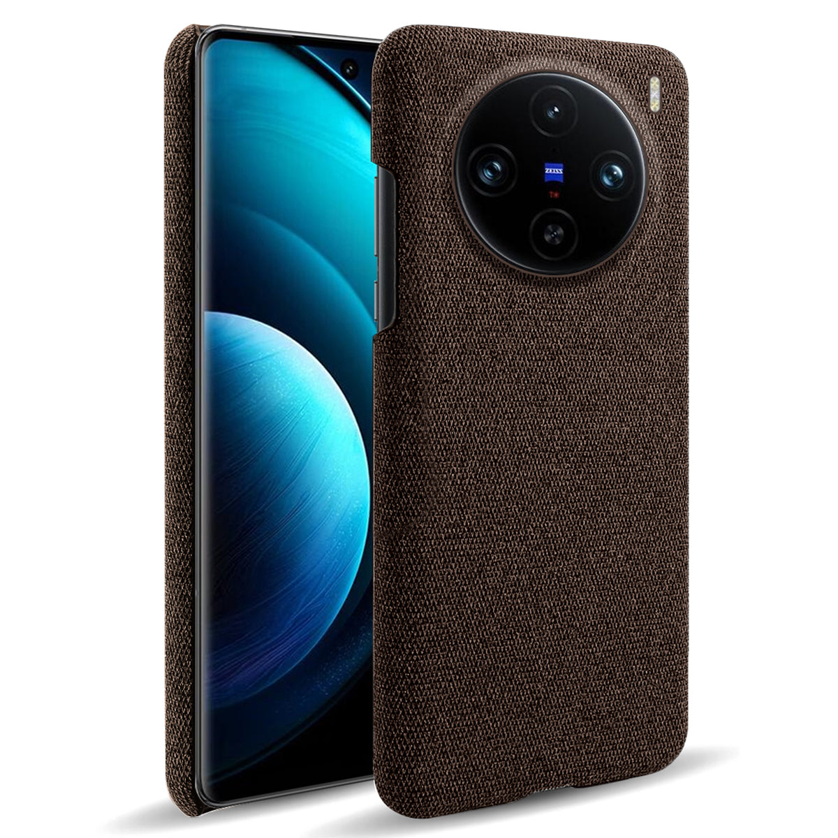 For vivo X100 Pro 5G Case PC+Cloth Shockproof Slim Phone Cover - Brown