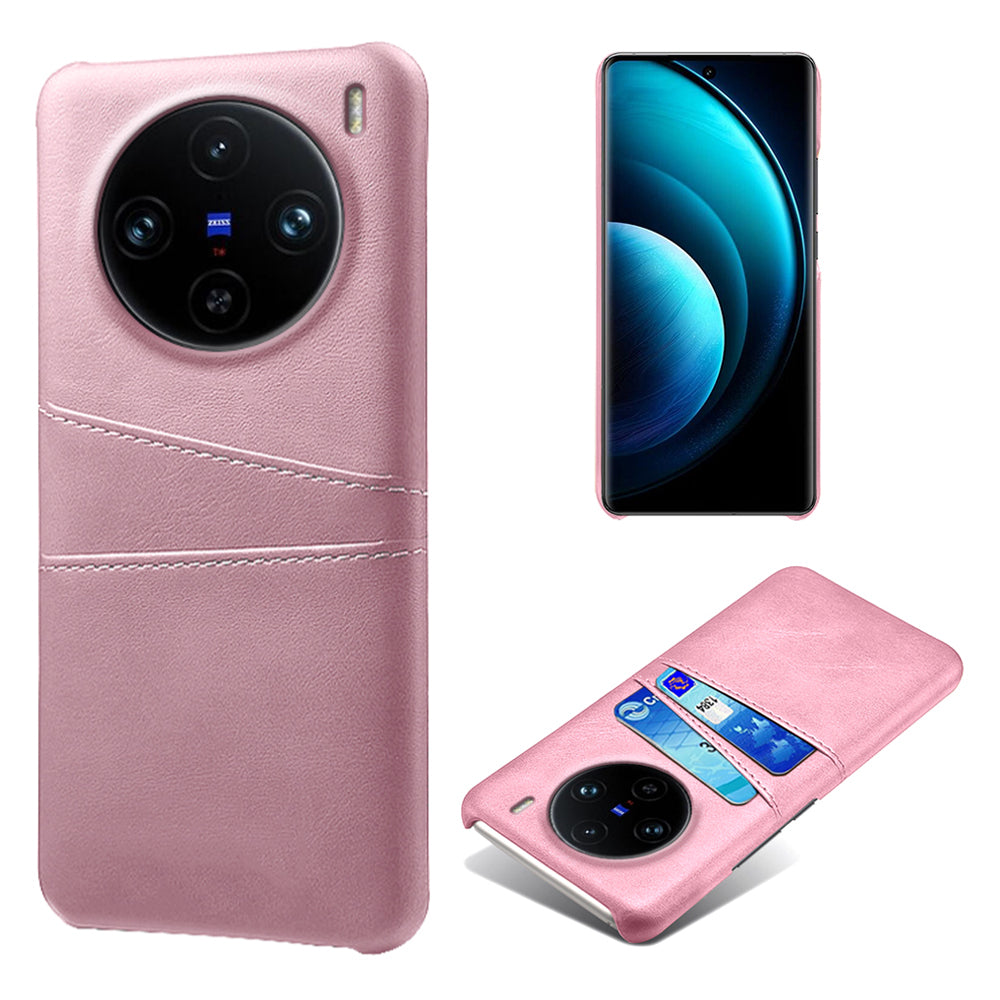 For vivo X100 Pro 5G Phone Case Dual Card Slots Protective Cover - Rose Gold