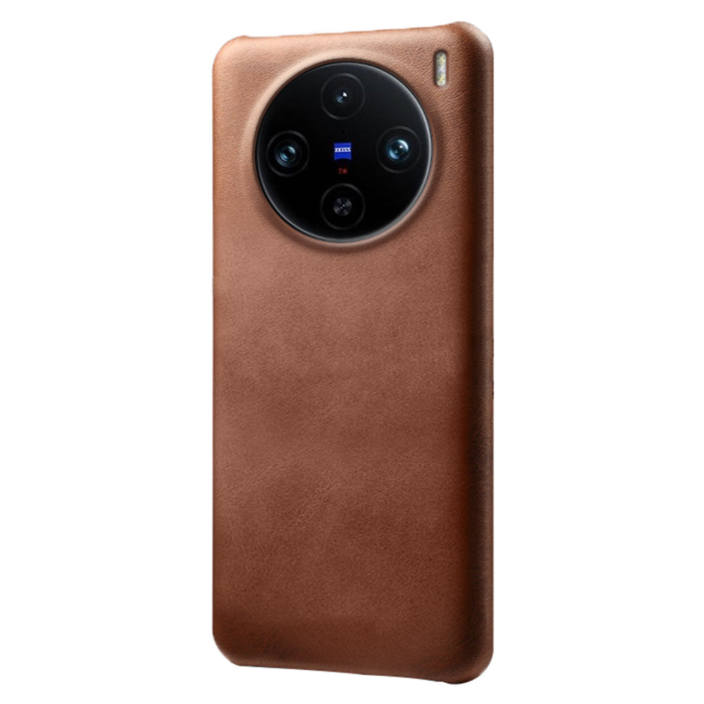 For vivo X100 Pro 5G Case Calf Texture Anti-scratch Hard Phone Cover - Brown