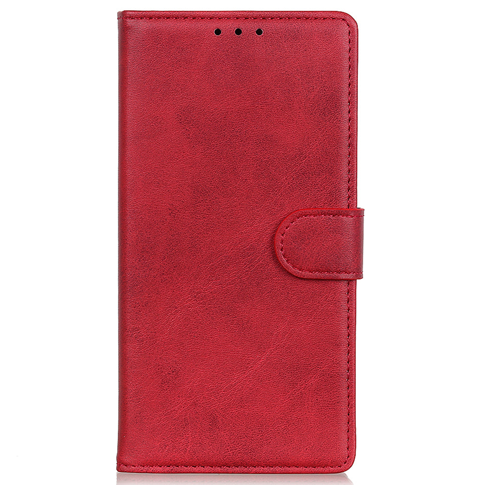 Wallet Case for Xiaomi Redmi Note 13 4G Shell Leather Cowhide Texture Phone Cover - Red