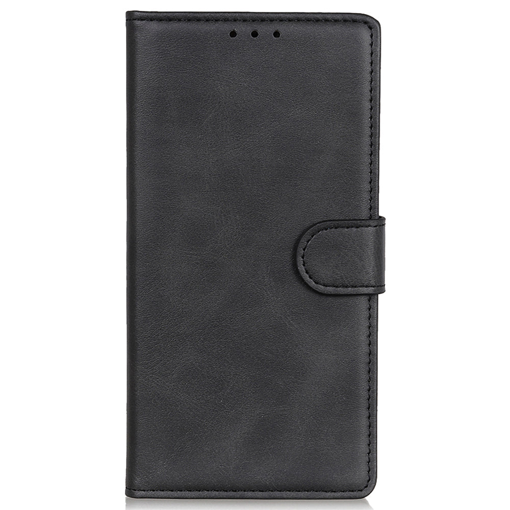 Wallet Case for Xiaomi Redmi Note 13 4G Shell Leather Cowhide Texture Phone Cover - Black