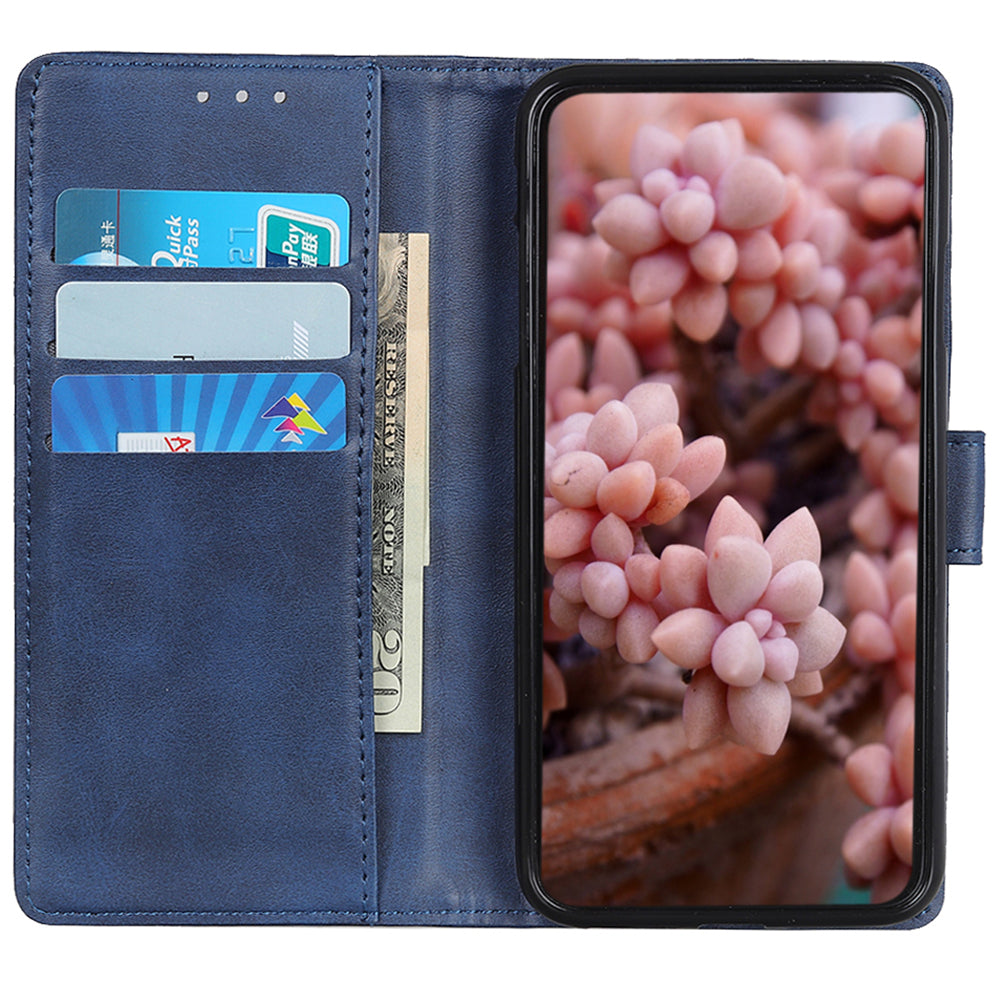 Wallet Case for Xiaomi Redmi Note 13 4G Shell Leather Cowhide Texture Phone Cover - Blue