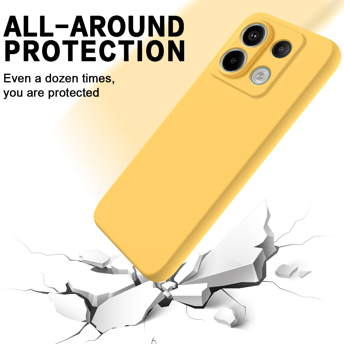 For Xiaomi Poco X6 5G / Redmi Note 13 Pro 5G Case with Strap Liquid Silicone Phone Back Cover - Yellow