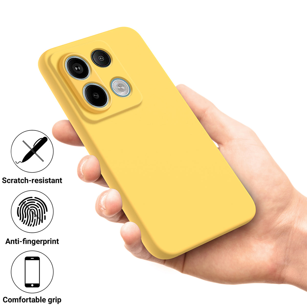 For Xiaomi Poco X6 5G / Redmi Note 13 Pro 5G Case with Strap Liquid Silicone Phone Back Cover - Yellow