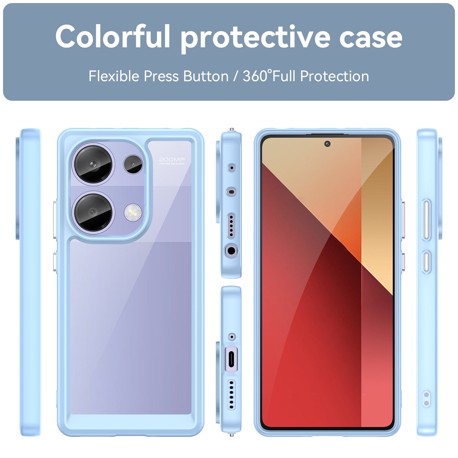 For Xiaomi Redmi Note 13 Pro 4G / Poco M6 Pro 4G Case TPU+Acrylic Clear Phone Cover - Blue