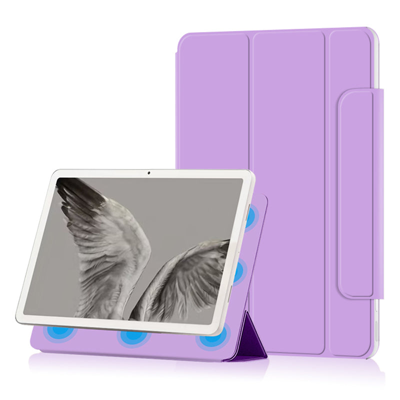 Uniqkart for Google Pixel Tablet Tri-fold Stand Cover PU Leather Magnetic Attachment Tablet Case - Purple