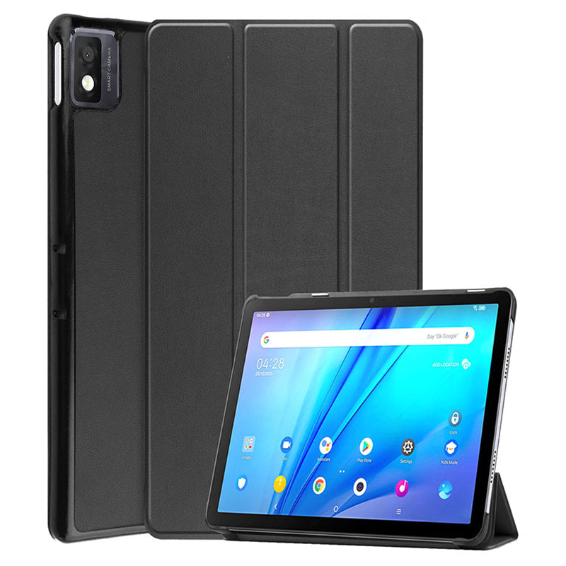 Tri-fold Stand Tablet Case for TCL NxtPaper 10s , PU Leather Cover with Auto Sleep / Wake - Black