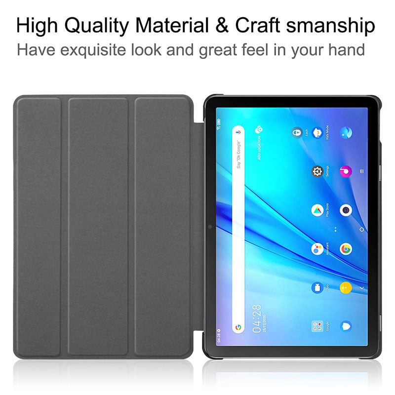 Tri-fold Stand Tablet Case for TCL NxtPaper 10s , PU Leather Cover with Auto Sleep / Wake - Black