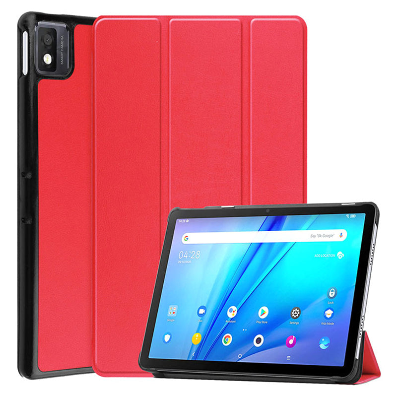 Tri-fold Stand Tablet Case for TCL NxtPaper 10s , PU Leather Cover with Auto Sleep / Wake - Red