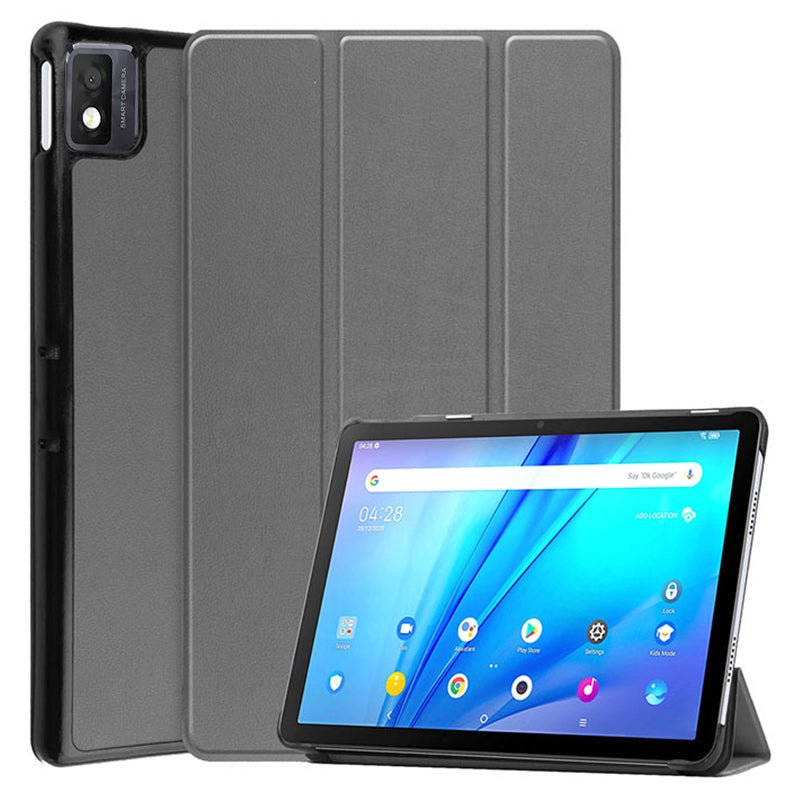 Tri-fold Stand Tablet Case for TCL NxtPaper 10s , PU Leather Cover with Auto Sleep / Wake - Grey