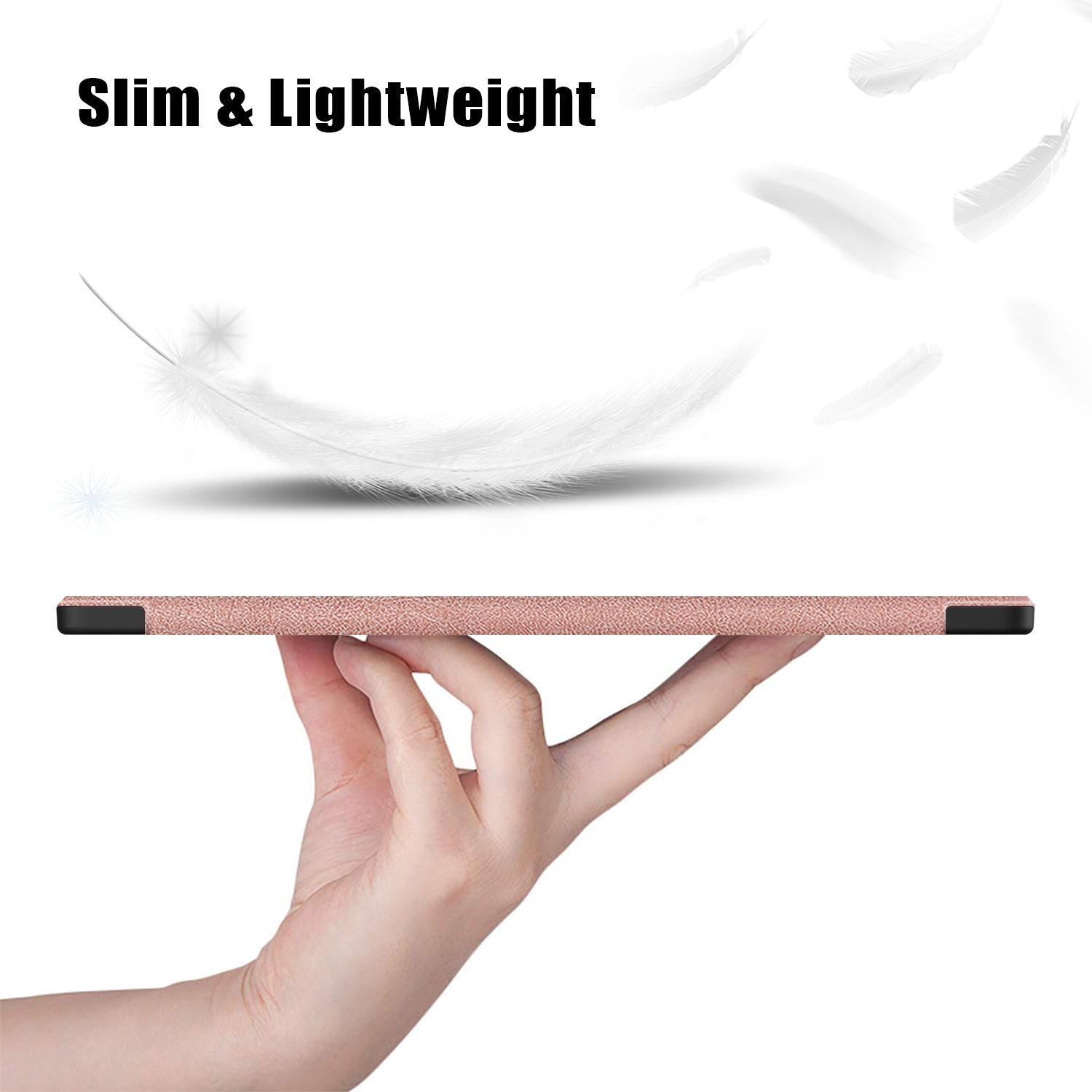 Leather Case for Samsung Galaxy Tab S9 Ultra SM-X910 M-X916B SM-X918U , Tri-fold Stand Anti-drop Tablet Cover - Rose Gold