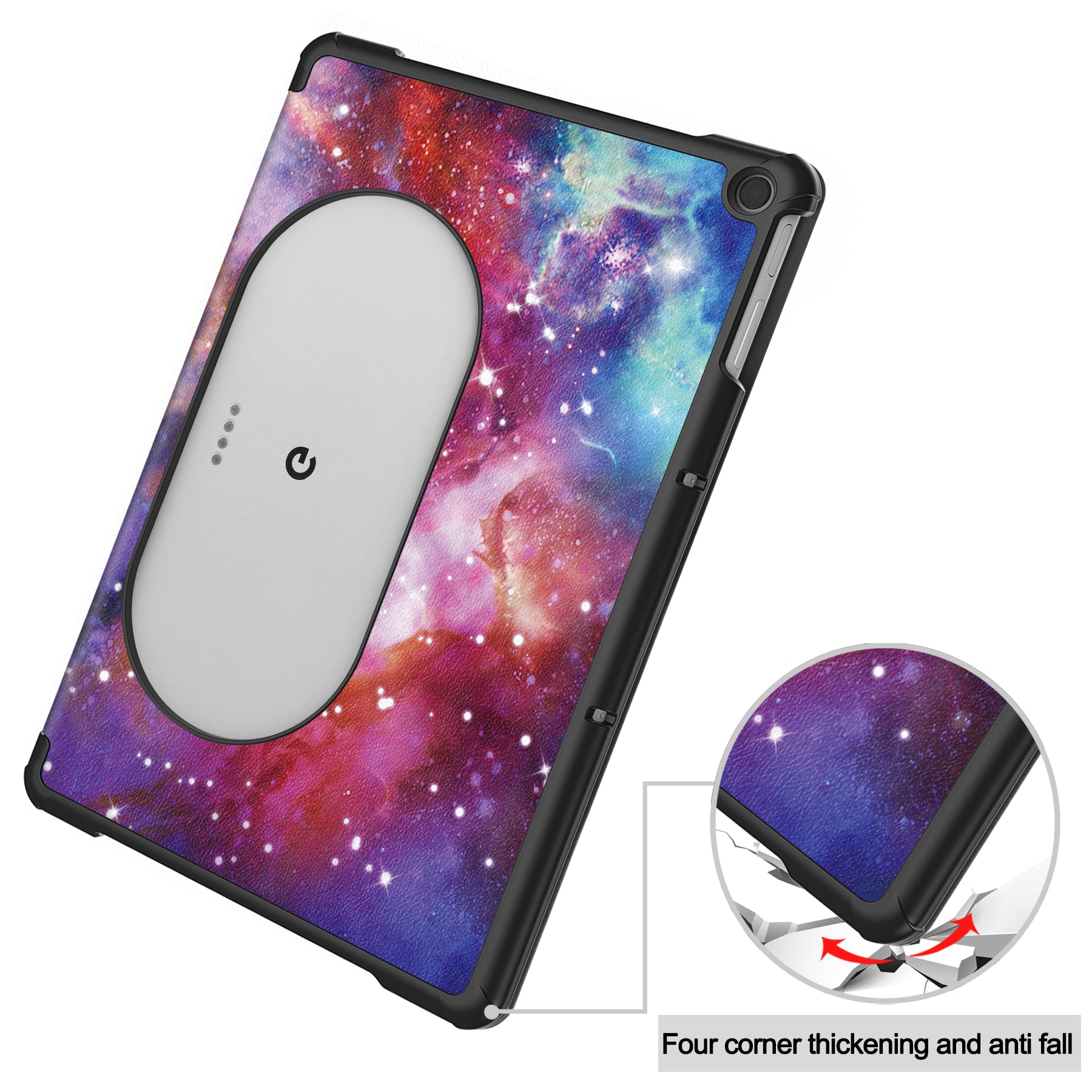 Trifold Stand PU Leather Case for Google Pixel Tablet , Pattern Printing Protective Tablet Cover - Galaxy