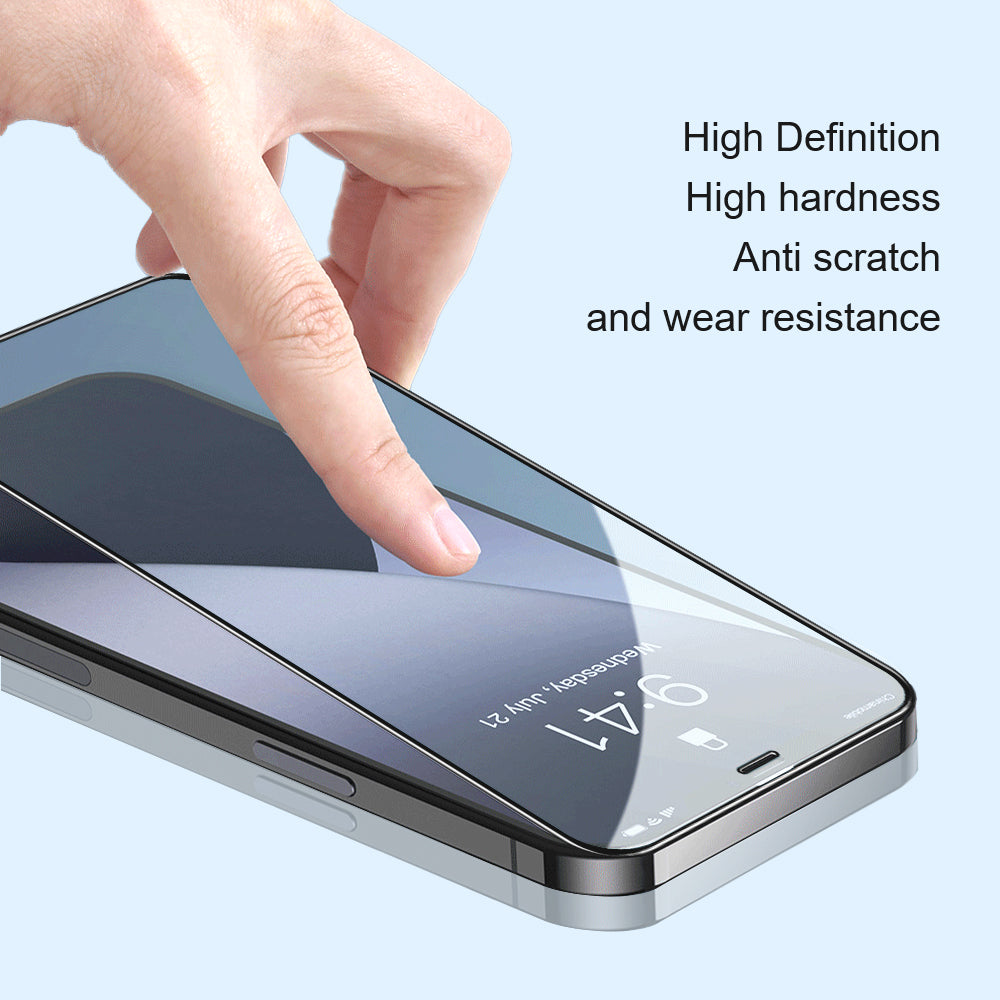 For iPhone 15 Pro High Transparency Screen Protector Silk Printing Full Glue Tempered Glass Film - Black
