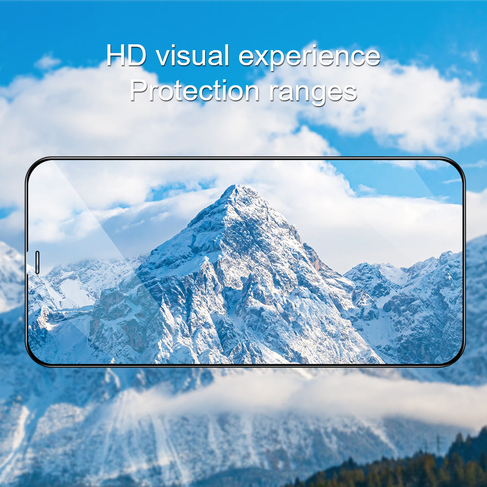 Uniqkart Screen Protector for iPhone 15 Pro Max , Clear Silk Printing Full Glue Tempered Glass Film - Black