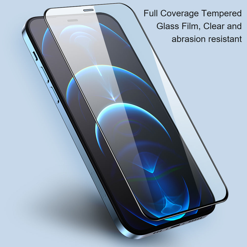 Uniqkart Screen Protector for iPhone 15 Pro Max , Clear Silk Printing Full Glue Tempered Glass Film - Black