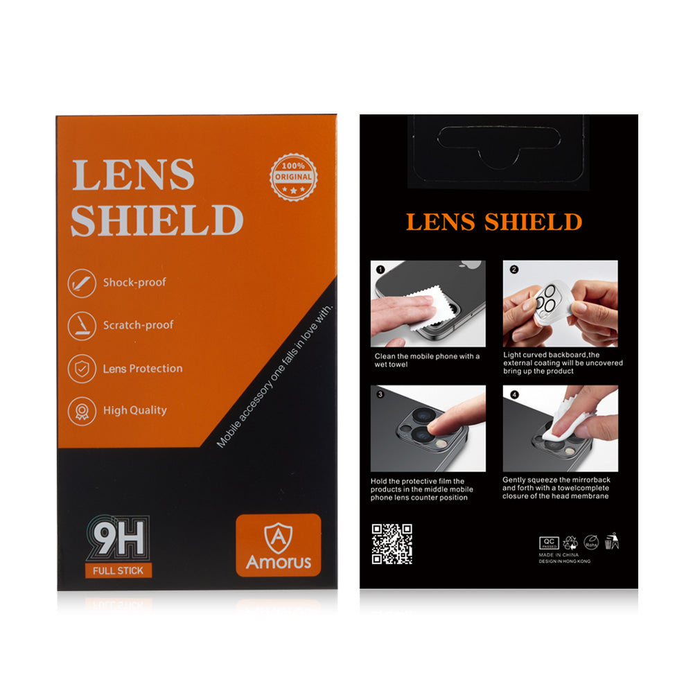 For iPhone 15 Plus Tempered Glass Lens Protector Silk Printing HD Rear Lens Film with Night Circle