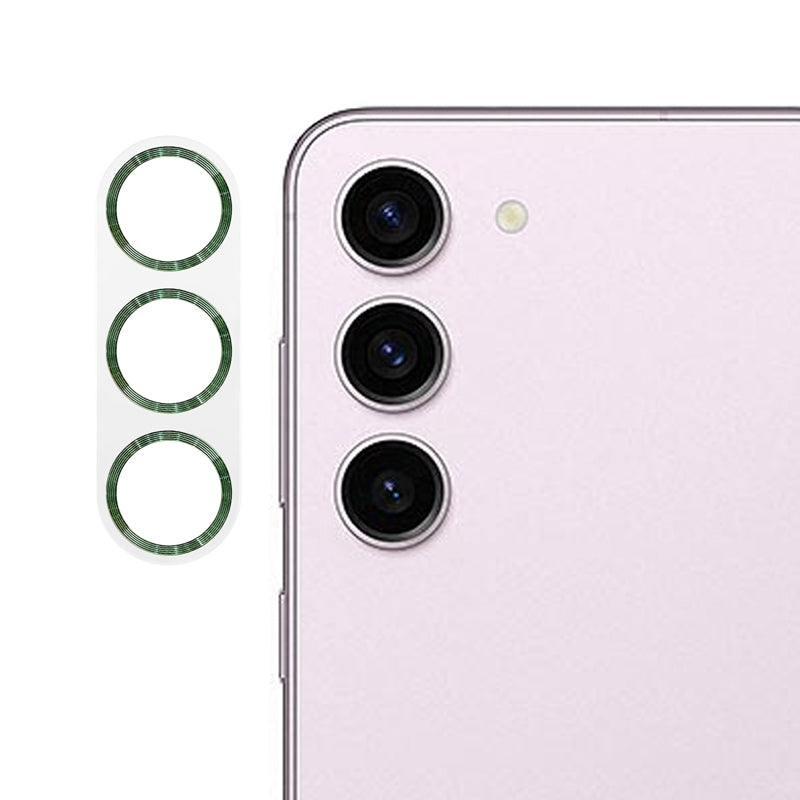 Uniqkart For Samsung Galaxy S23 / S23+ Camera Lens Protector CD Texture Tempered Glass Back Lens Film - Blackish Green
