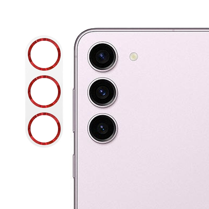 Uniqkart For Samsung Galaxy S23 / S23+ Camera Lens Protector CD Texture Tempered Glass Back Lens Film - Red