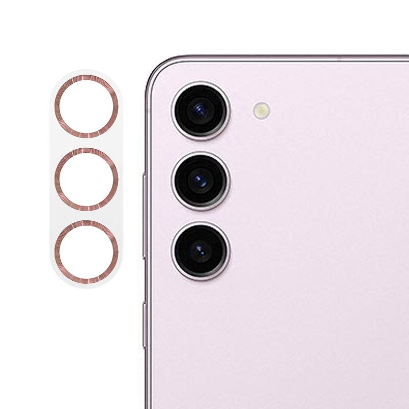 Uniqkart For Samsung Galaxy S23 / S23+ Camera Lens Protector CD Texture Tempered Glass Back Lens Film - Rose Gold