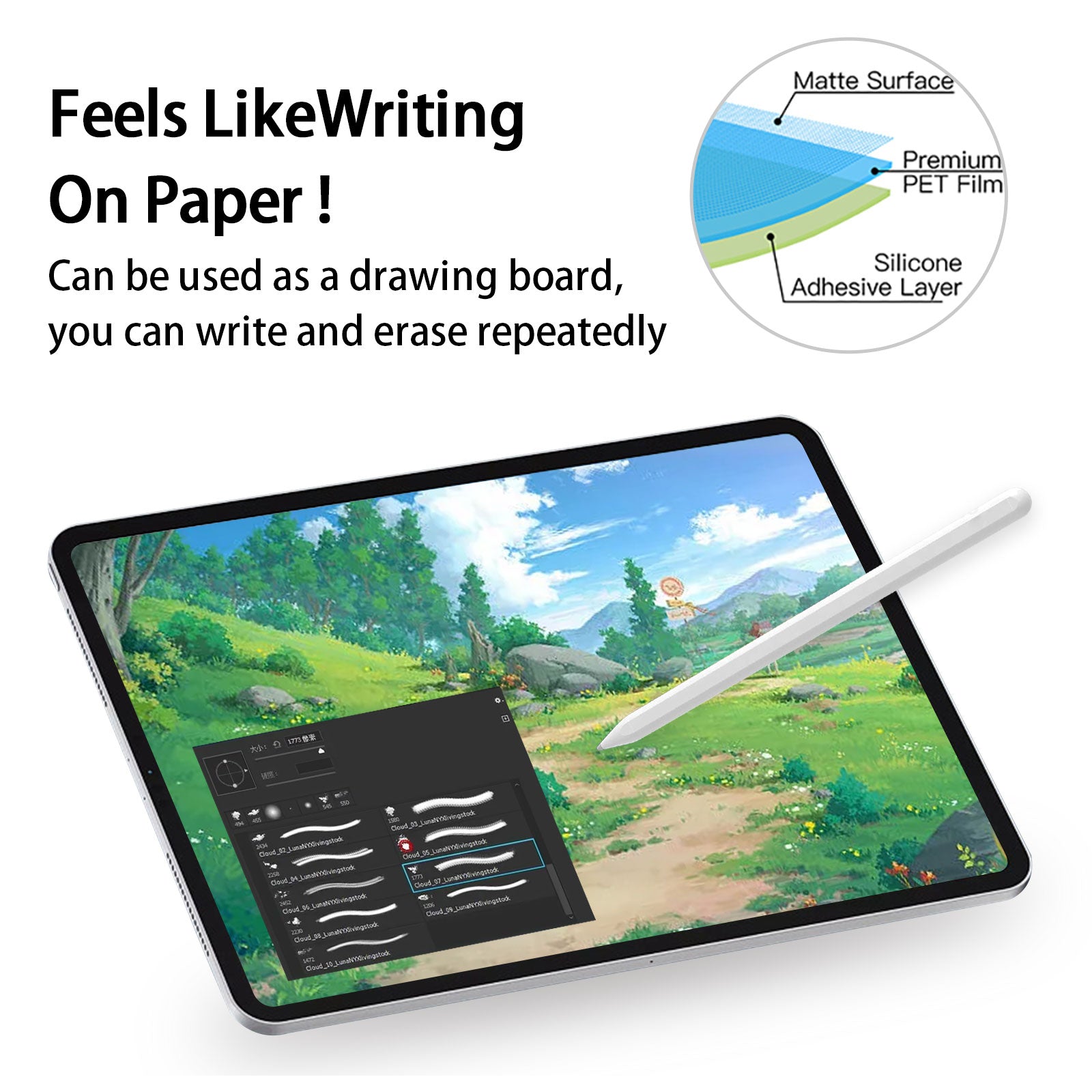 Uniqkart for Samsung Galaxy Tab S9+ Paperfeel PET Screen Protector Anti-Glare Writing Same Like on Paper Clear Film