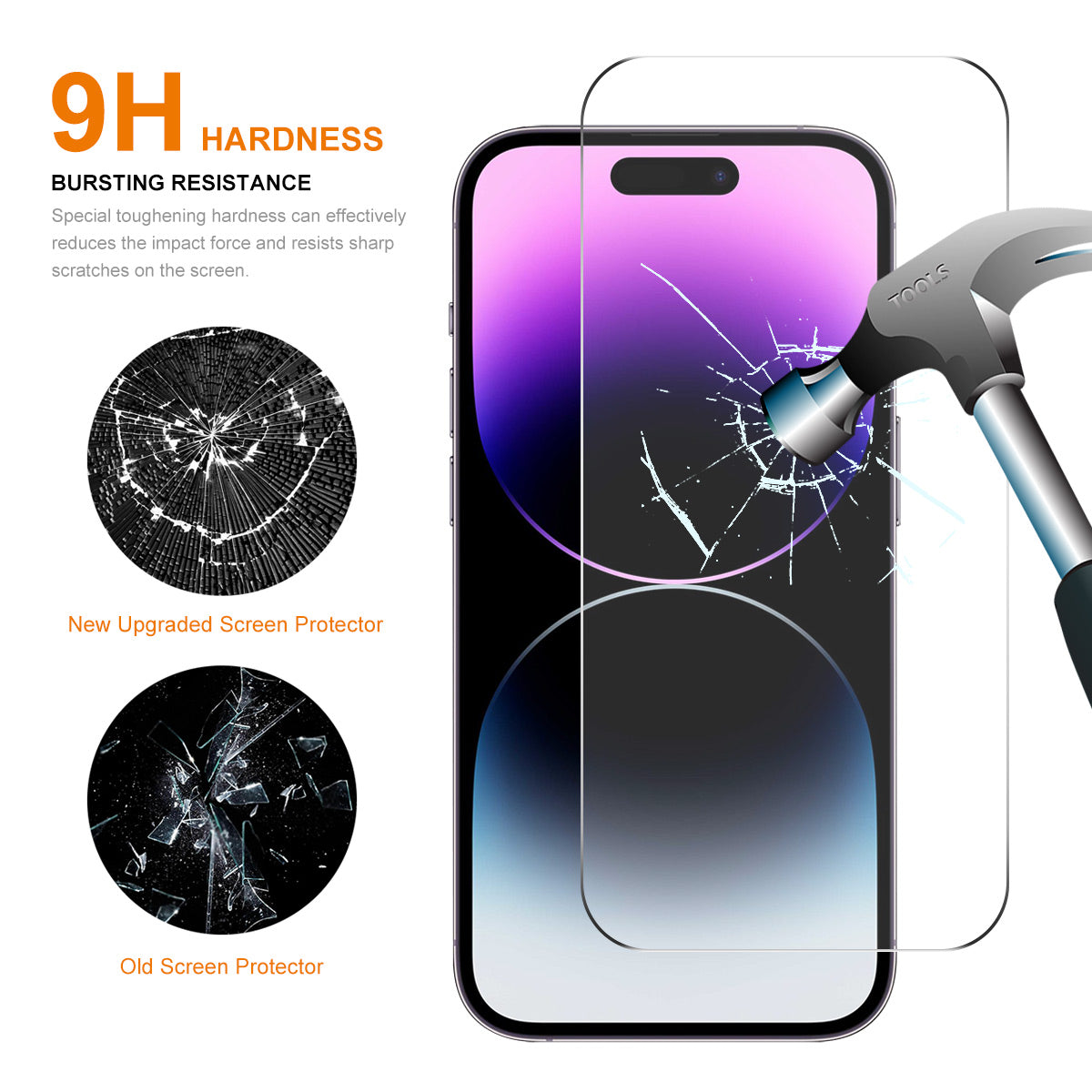 Uniqkart For iPhone 15 Pro Max 0.26mm High Aluminium-silicon Glass Screen Protector 9H 2.5D Film