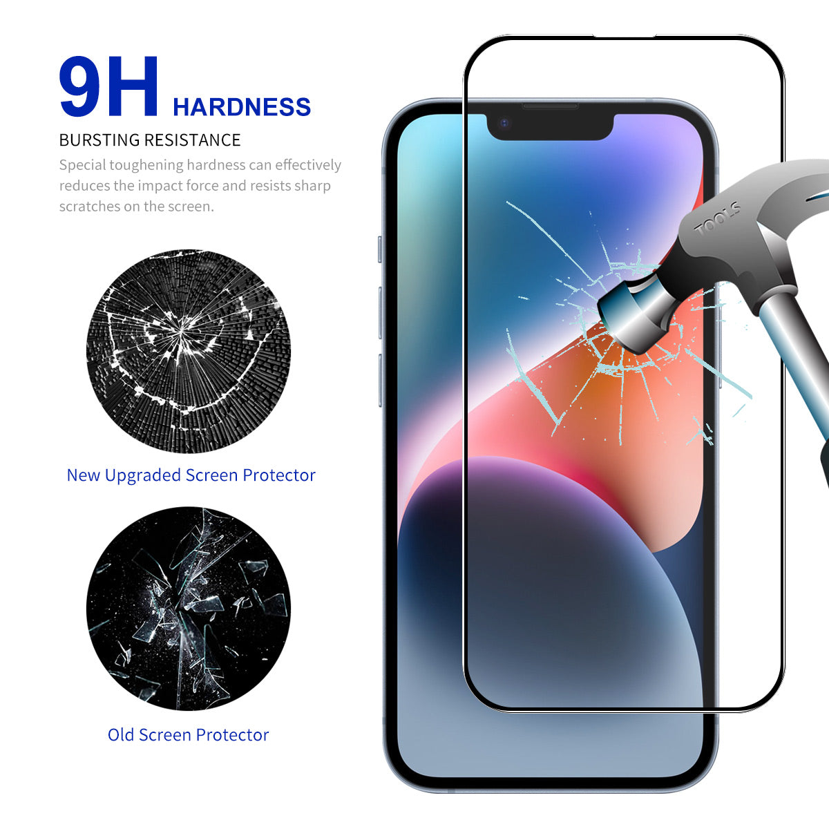 Uniqkart For iPhone 15 High Aluminium-silicon Glass 9H Screen Protector 2.5D 0.26mm Silk Printing Anti-scratch Film