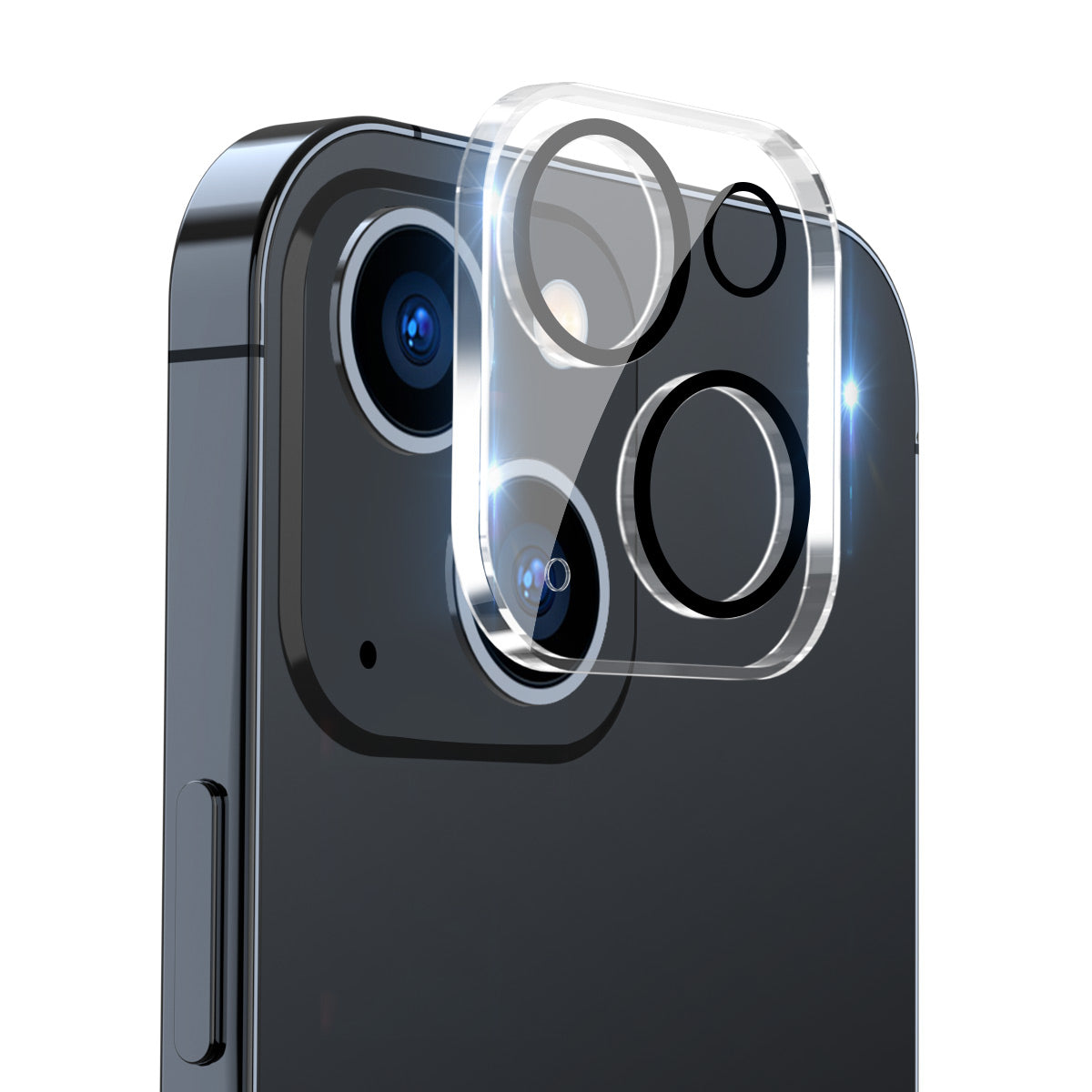Uniqkart For iPhone 15 / 15 Plus Camera Lens Protector Tempered Glass High Transparency Lens Film - Black Circle