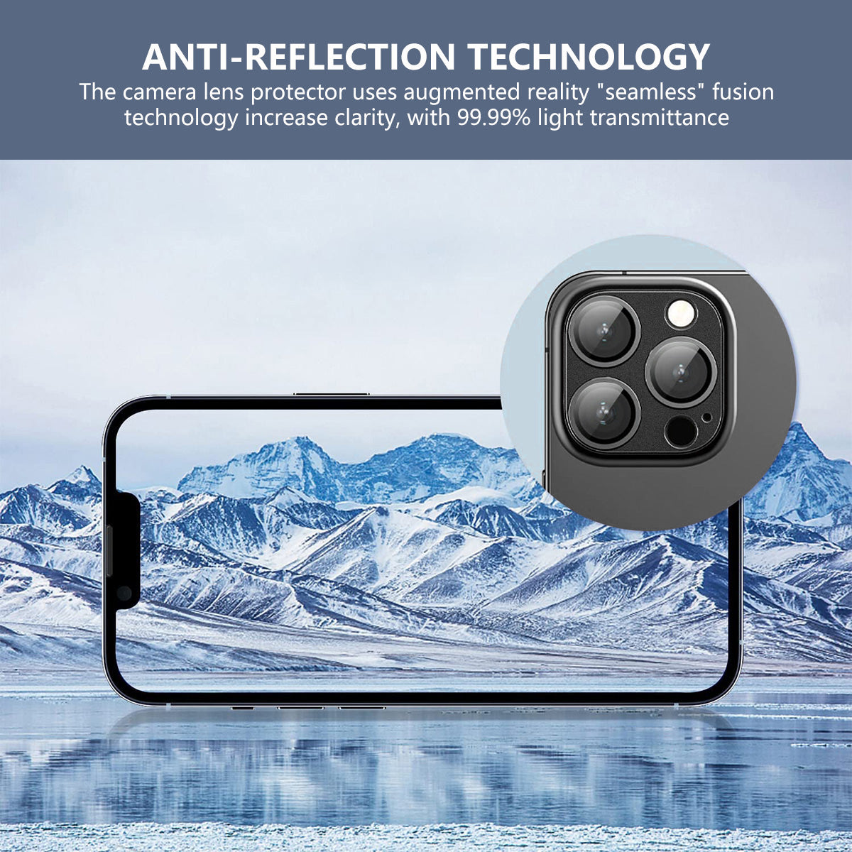 Uniqkart For iPhone 15 Pro / 15 Pro Max AR Ultra Clear Camera Lens Protector Tempered Glass+Aluminum Alloy Lens Film - Grey