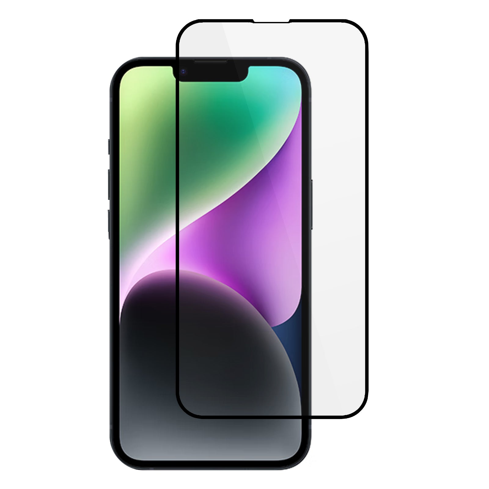 Uniqkart for iPhone 15 Plus Silk Printing Black Edge Full Coverage Tempered Glass Film 9D Full Glue Phone Screen Protector