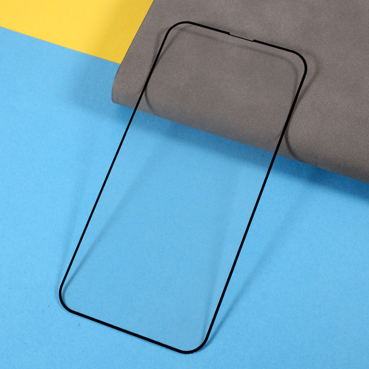 Uniqkart for iPhone 15 Plus Silk Printing Black Edge Full Coverage Tempered Glass Film 9D Full Glue Phone Screen Protector