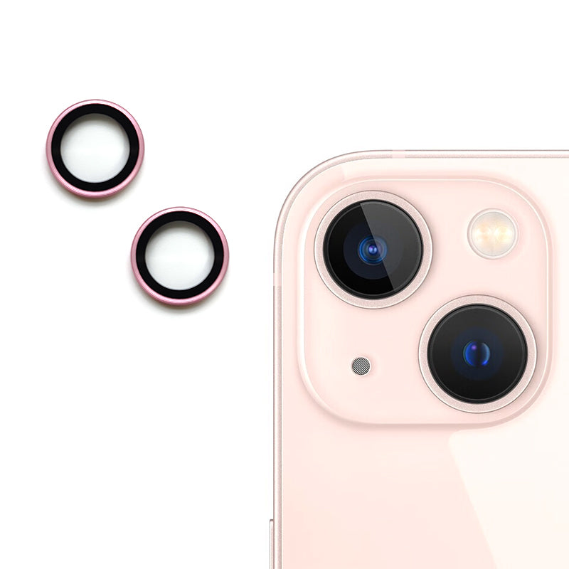 Uniqkart For iPhone 15 / 15 Plus Camera Lens Protector AR HD Tempered Glass Individual Ring Cover Film - Pink