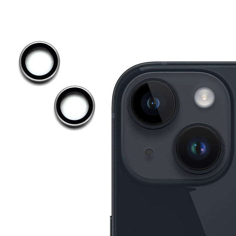 Uniqkart For iPhone 15 / 15 Plus Camera Lens Protector AR HD Tempered Glass Individual Ring Cover Film - Black