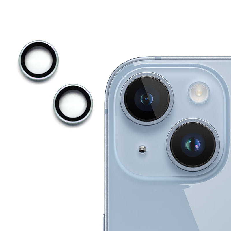 Uniqkart For iPhone 15 / 15 Plus Camera Lens Protector AR HD Tempered Glass Individual Ring Cover Film - Blue