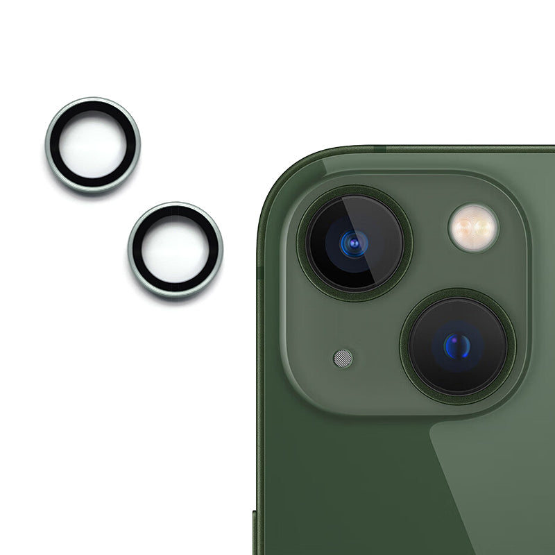 Uniqkart For iPhone 15 / 15 Plus Camera Lens Protector AR HD Tempered Glass Individual Ring Cover Film - Green