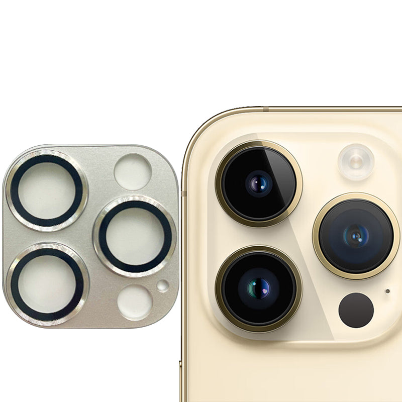 Uniqkart For iPhone 15 Pro / 15 Pro Max Matte Phone Camera Lens Protector Tempered Glass Lens Film - Gold