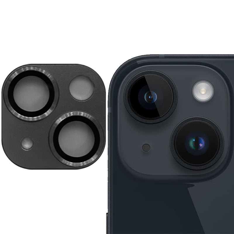 Uniqkart For iPhone 15 / 15 Plus Tempered Glass Camera Lens Protector Matte Phone Rear Lens Film - Black