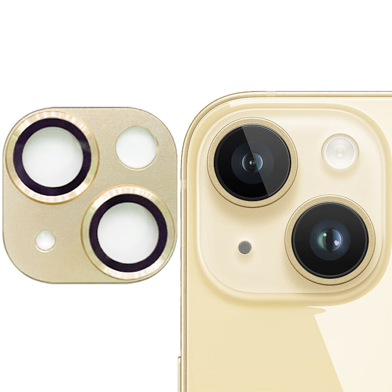 Uniqkart For iPhone 15 / 15 Plus Tempered Glass Camera Lens Protector Matte Phone Rear Lens Film - Champagne Gold