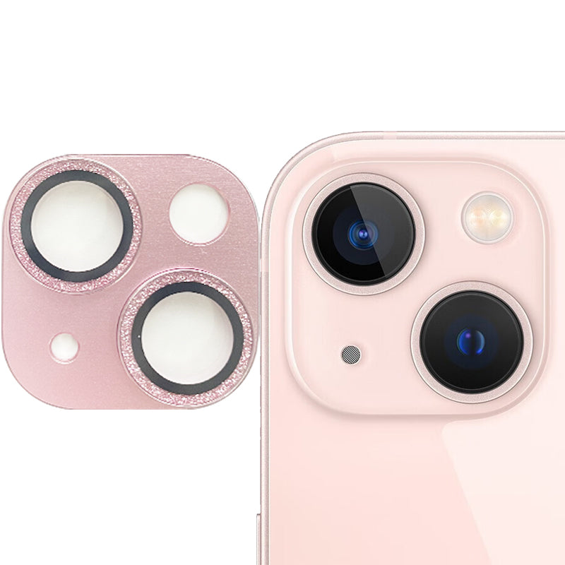 Uniqkart For iPhone 15 / 15 Plus Tempered Glass Camera Lens Protector Glitter Anti-scratch Rear Lens Film - Pink